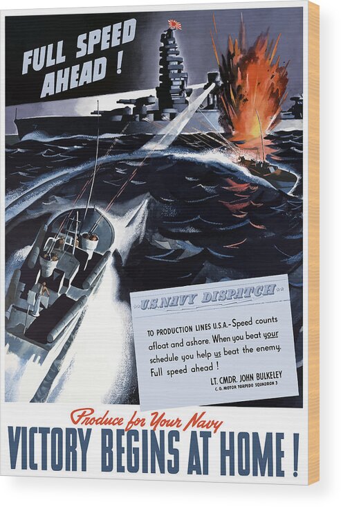 World War Ii Wood Print featuring the painting Produce For Your Navy by War Is Hell Store