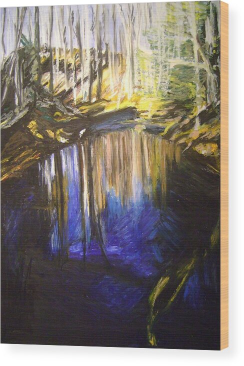 Puffers Pond Wood Print featuring the pastel Puffers Pond-2 by Therese Legere