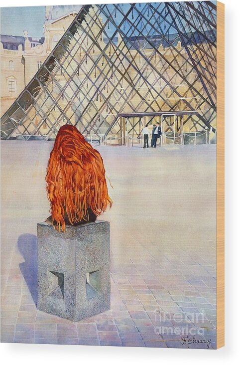 Painting Wood Print featuring the painting Pyramide du Louvre - Paris - France by Francoise Chauray