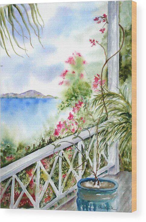 Caribbean Wood Print featuring the painting Quiet Corner by Diane Kirk