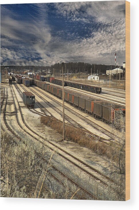 Rail Wood Print featuring the photograph Rail Yard 1 by Scott Hovind