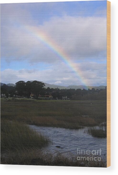 Rainbow Wood Print featuring the photograph Rainbow Over Carmel Wetlands by James B Toy