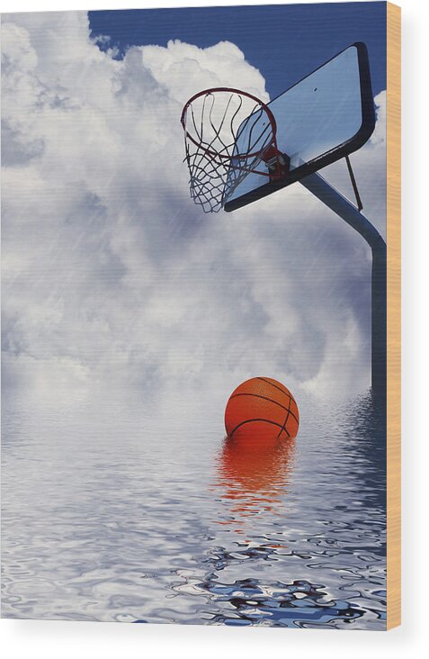  Basketball Wood Print featuring the digital art Rained Out Game by Gravityx9  Designs
