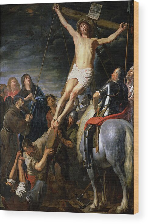 Raising Wood Print featuring the painting Raising the Cross by Gaspar de Crayer 