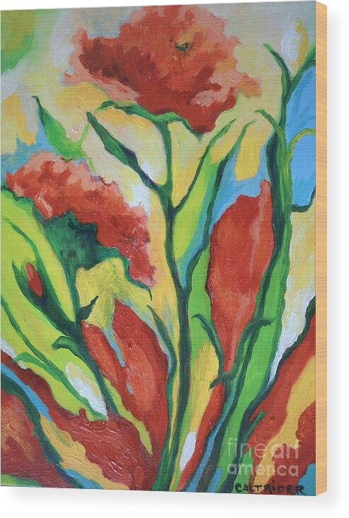 Flowers Wood Print featuring the painting Red Delight by Alison Caltrider