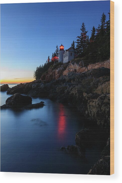 Bass Harbor Head Lighthouse Wood Print featuring the photograph Red Light by Rob Davies