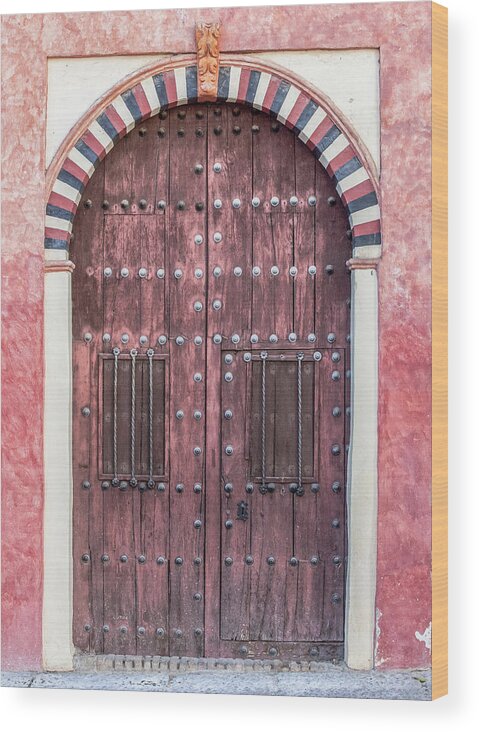 David Letts Wood Print featuring the photograph Red Medieval Wood Door by David Letts