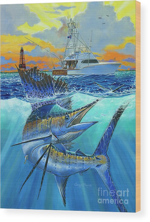 Sailfish Wood Print featuring the painting Reef Cup 2017 by Carey Chen