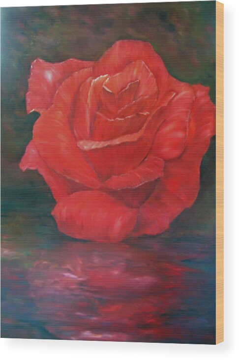 Rose Wood Print featuring the painting Reflections of Love by Roberta Rotunda