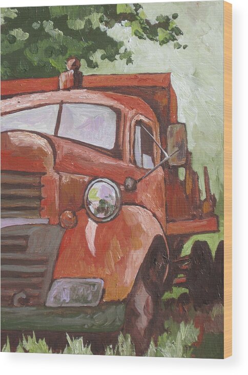 Truck Wood Print featuring the painting Retired by Sandy Tracey