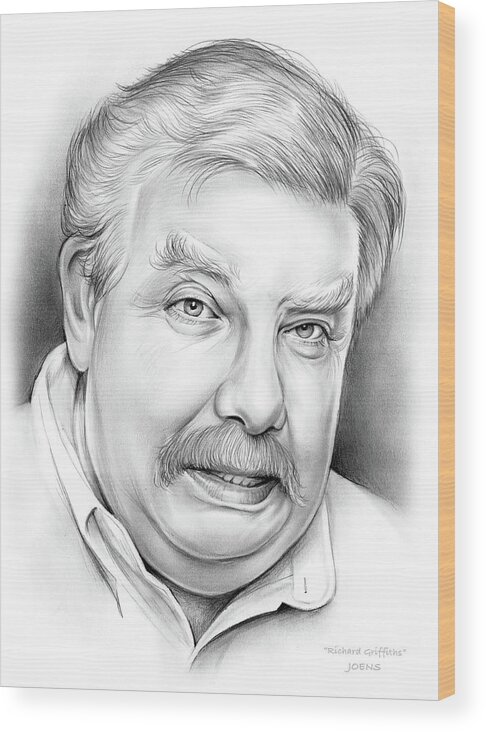Richard Griffiths Wood Print featuring the drawing Richard Griffiths by Greg Joens