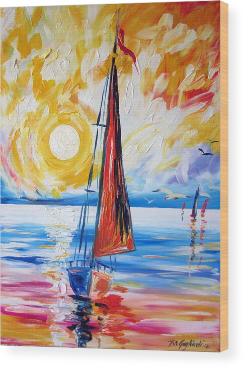 Boats Wood Print featuring the painting Sail Sail More by Roberto Gagliardi