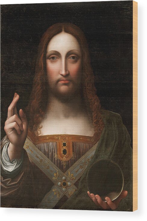 Giampietrino Wood Print featuring the painting Salvator Mundi by Giampietrino