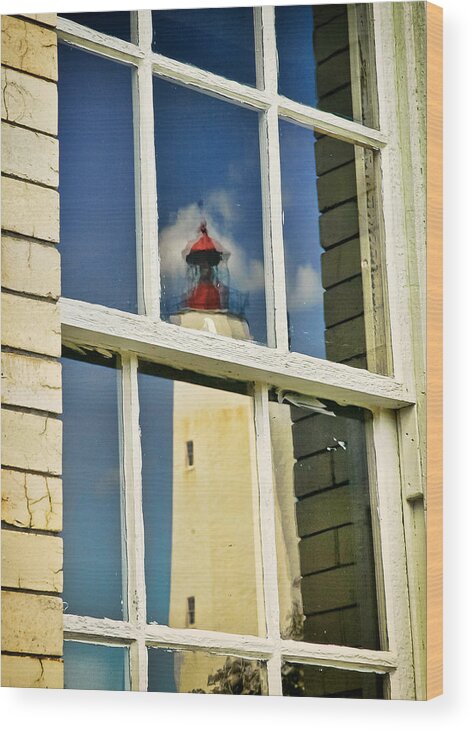 New Jersey Wood Print featuring the photograph Sandy Hook Lighthouse Reflection by Gary Slawsky