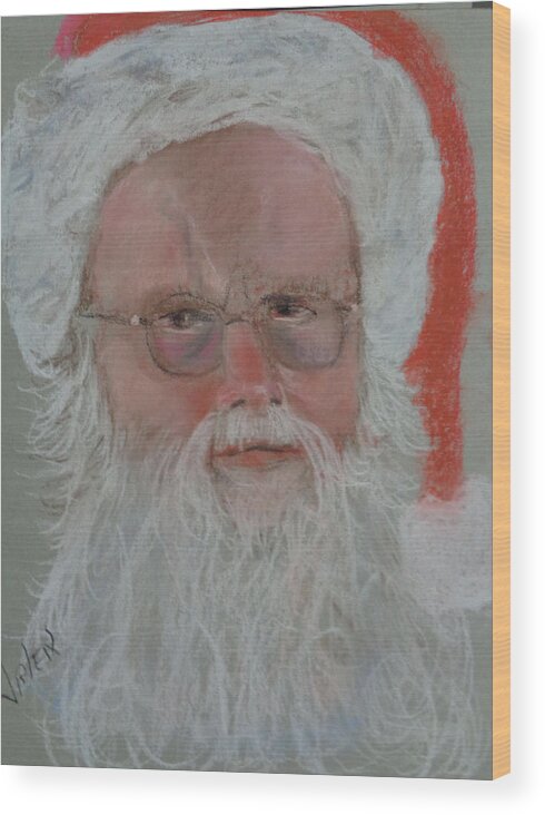 Christmas Wood Print featuring the pastel Santa by Arlen Avernian - Thorensen