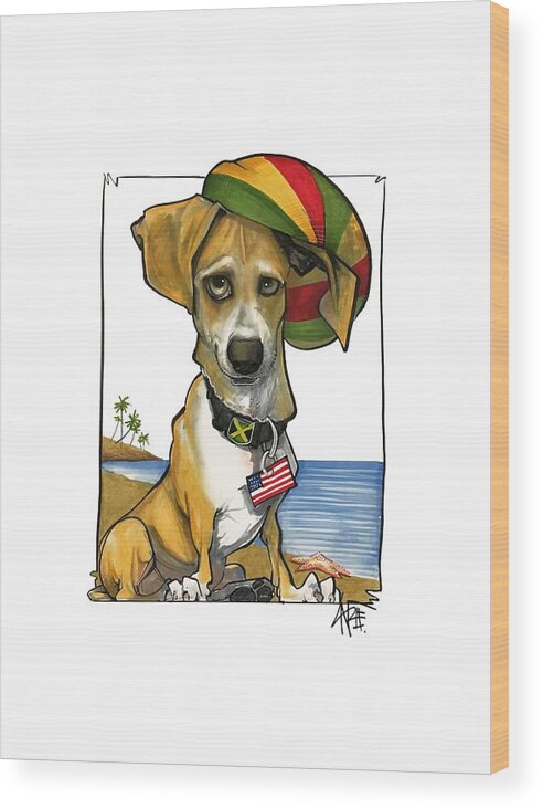 Pet Portrait Wood Print featuring the drawing Saplak 3025 by John LaFree