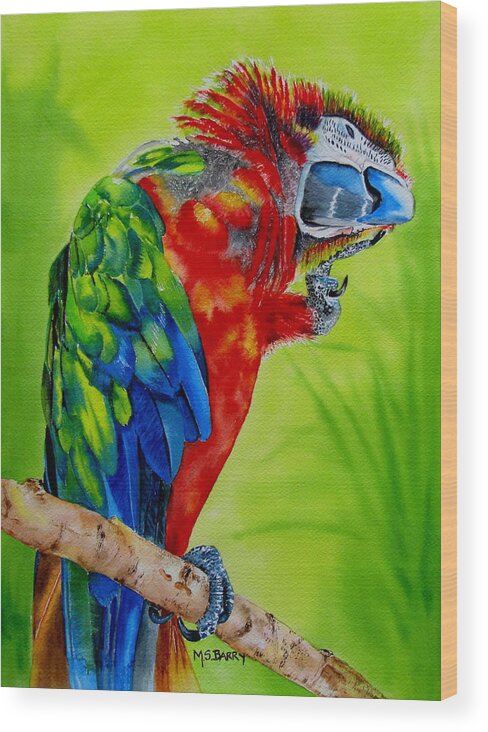 Parrot Wood Print featuring the painting Scarlet Macaw by Maria Barry