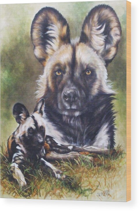 Wild Dogs Wood Print featuring the mixed media Scoundrel by Barbara Keith