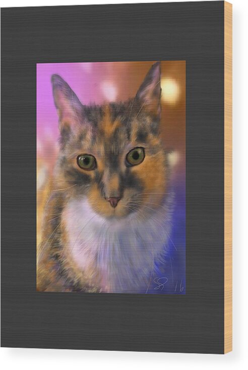 Cat Wood Print featuring the painting Sissy by Susan Sarabasha