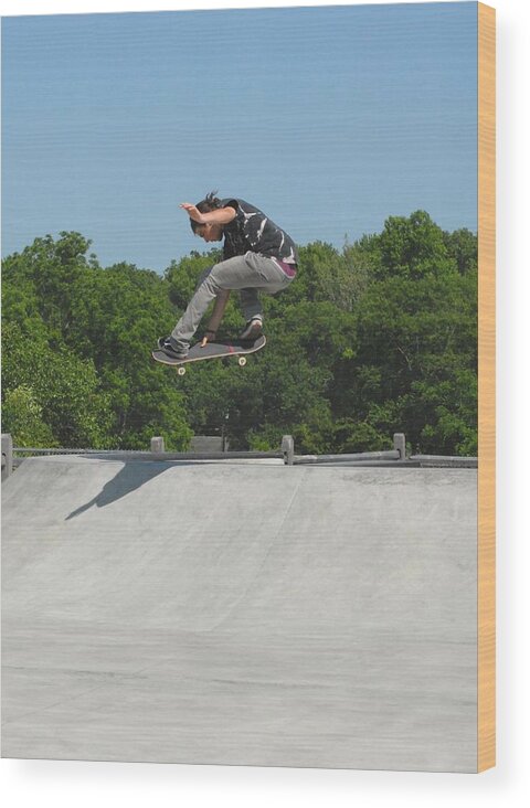 Skateboard Wood Print featuring the photograph Skateboarding 19 by Joyce StJames