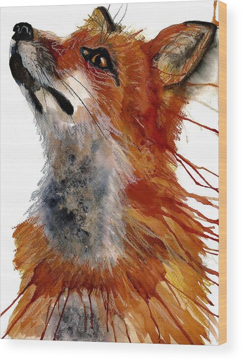 Fox Wood Print featuring the painting Sly One by Gina Rossi armfield