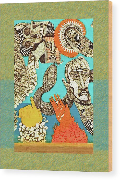 Snake And Skull Wood Print featuring the photograph Snake And Skull by Shirley Anderson
