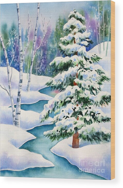 Winter Landscape Wood Print featuring the painting Snowy River by Deborah Ronglien