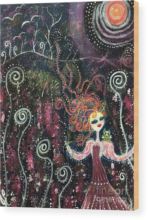 Fairy Wood Print featuring the painting Spiral by Julie Engelhardt