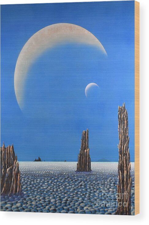 Moon Wood Print featuring the painting Spires of Triton by Mary Scott