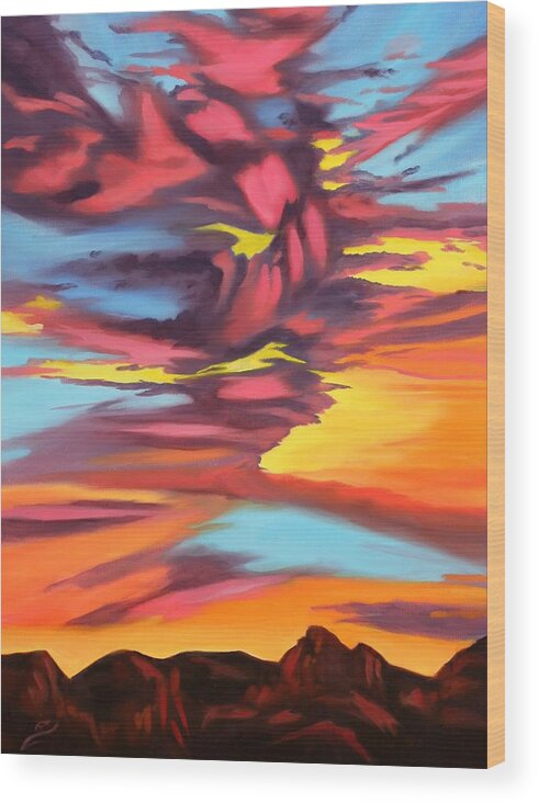 Surreal Sky Wood Print featuring the painting Spirit Rising by Sandi Snead