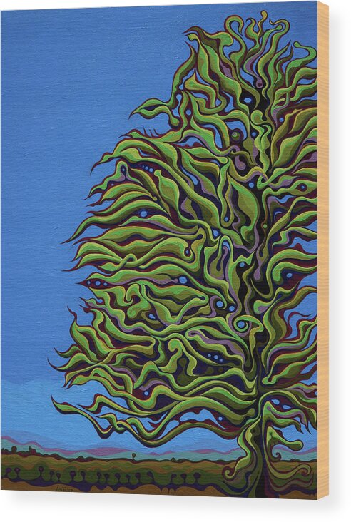 Tree Wood Print featuring the painting Spirit Tree Dawning by Amy Ferrari