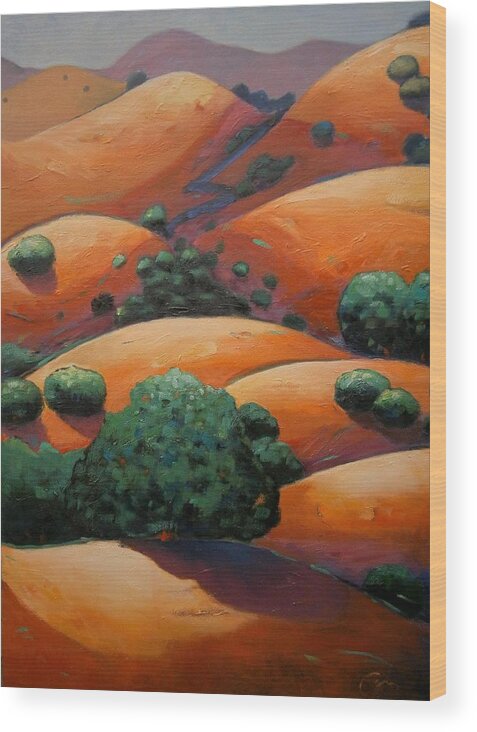 Rolling Hills Wood Print featuring the painting Splendid Uphill by Gary Coleman