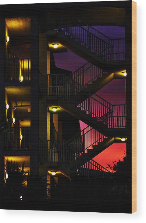Stairway Wood Print featuring the photograph Stairway Silhouette at Sunset by Rose Hill