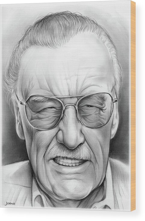 Stan Lee Wood Print featuring the drawing Stan Lee by Greg Joens