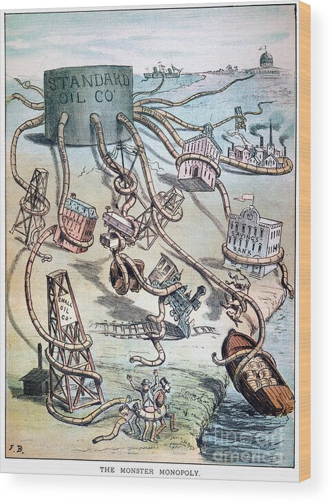 1884 Wood Print featuring the drawing STANDARD OIL CARTOON - 'Monster Monopoly' by Granger