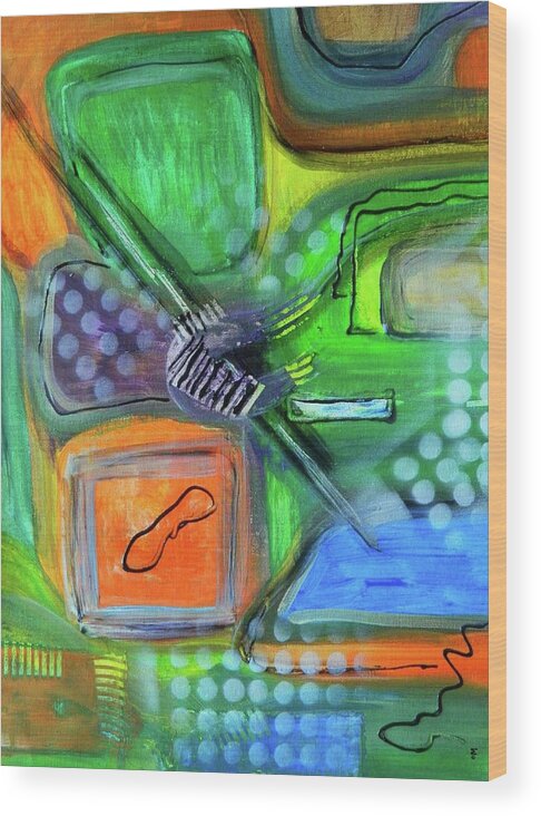 Abstract Art Wood Print featuring the painting Stay In The Game by Everette McMahan jr