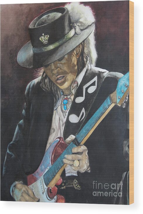 Stevie Ray Vaughan Wood Print featuring the painting Stevie Ray Vaughan by Lance Gebhardt