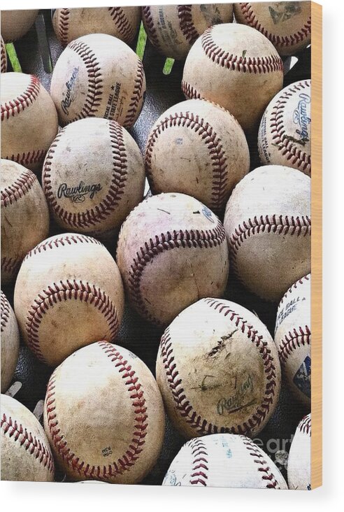 Baseball Wood Print featuring the photograph Stitched by Jody Frankel 