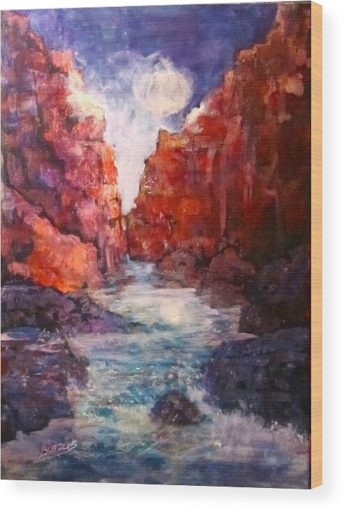Mountains Wood Print featuring the painting Stone Canyon by Barbara O'Toole