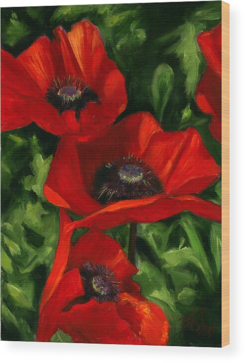 Poppy Wood Print featuring the painting Summertime Festival by Billie Colson