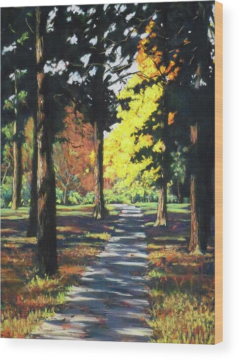 Landscape Wood Print featuring the pastel Sun-Shade Path by Diana Colgate