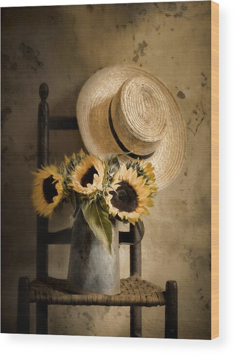 Sunflowers Wood Print featuring the photograph Sunny Inside by Robin-Lee Vieira