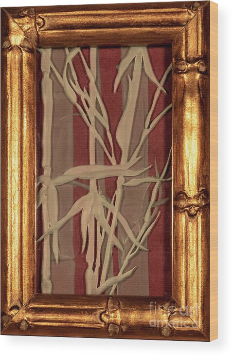 Bamboo Wood Print featuring the glass art Sunset Bamboo with Frame by Alone Larsen