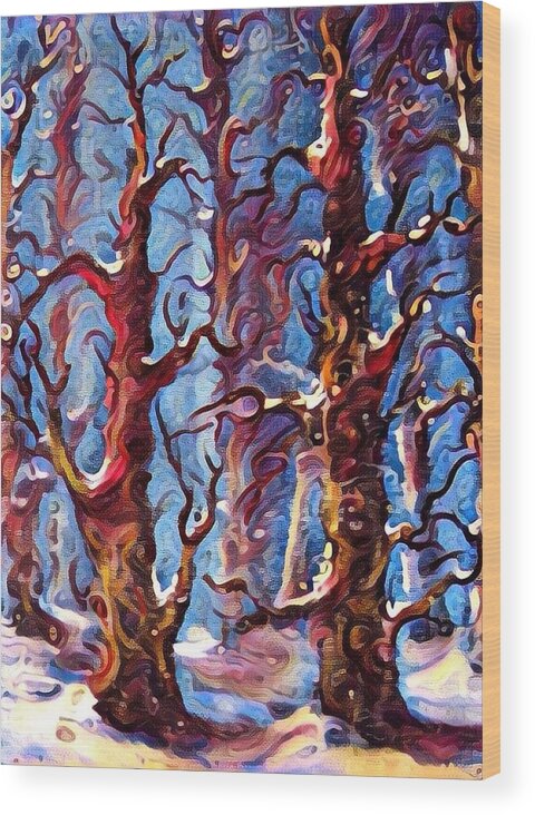 Forests Wood Print featuring the painting Surreal forest by Megan Walsh
