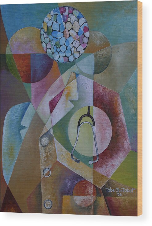 The Art Of Pharmacotherapy Wood Print featuring the painting The Art of Pharmacotherapy by Obi-Tabot Tabe