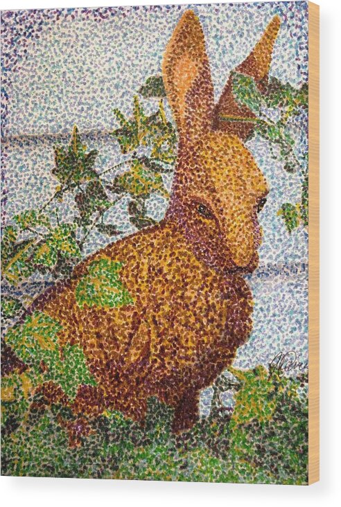 Hare Wood Print featuring the drawing The Garden Hare by Angela Davies