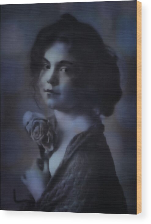 Vintage Photograph Wood Print featuring the painting The Ghost of Rose by Sandra Selle Rodriguez
