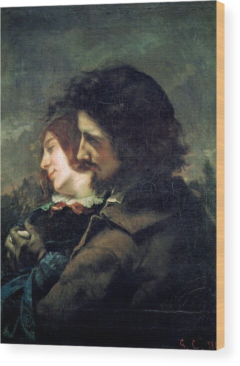 Courbet Wood Print featuring the painting The Happy Lovers by Gustave Courbet
