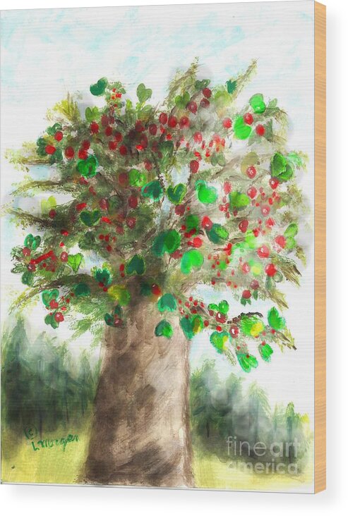 Tree Wood Print featuring the painting The Holy Oak Tree by Laurie Morgan