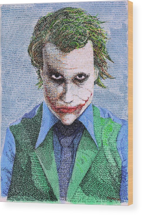 Joker Wood Print featuring the painting The Joker in His Own Words by Phil Vance